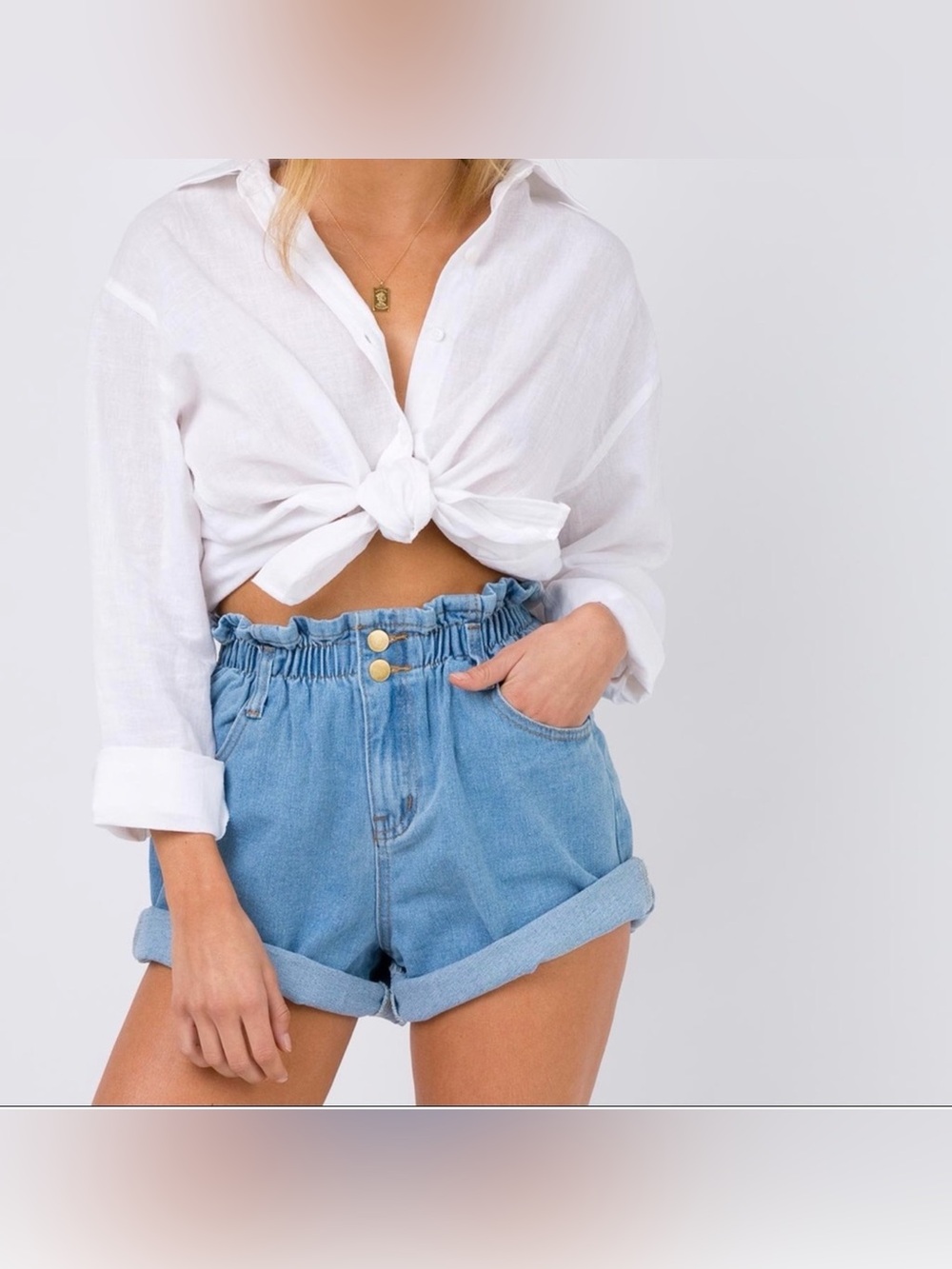Princess Polly paper bag shorts AU 6 US 2 EUC denim high waisted